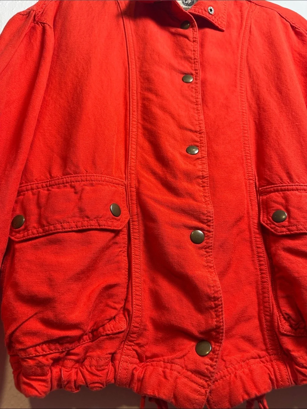 Lucky Brand Bright Red Utility Jacket with Snap Front